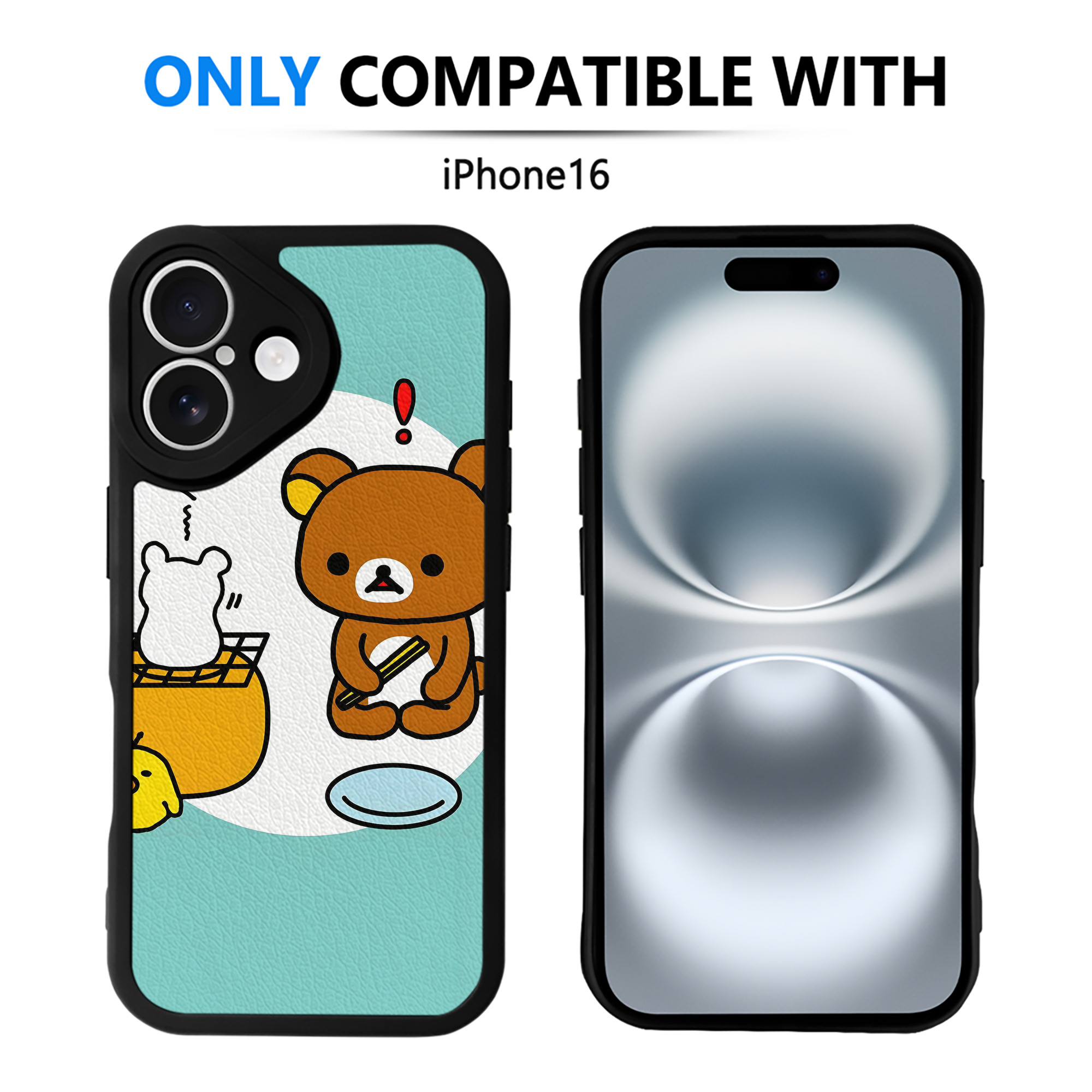 （画像用） リラックマ リラックマ キイロイトリ Rilakkuma Korilakkuma Kiiroitori 【iPhone 16シリーズ対応】シリコンスマホケース（レザー調） 材質：シリコン